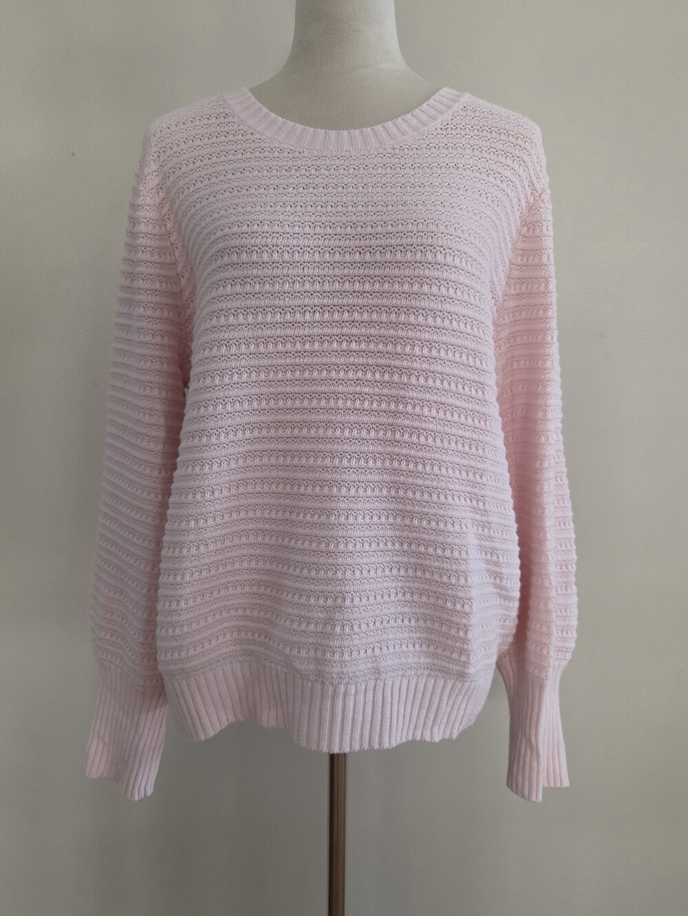 LOFT Pale Pink Textured Crewneck Sweater